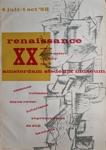 Stedelijk Museum, Willem Sandberg # RENAISSANCE XX Century # 1958, poster, B