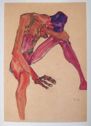Egon Schiele # SEATED MALE NUDE #Kallir 670, mint