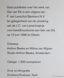 Anthon Beeke, Typography/design # GER VAN ELK / van Lanschotprijs# 1996, nm+
