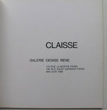 Galerie Denise Rene # CLAISSE # 1968, + invitation,nm