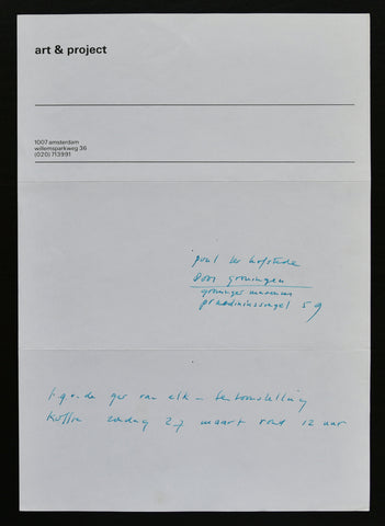 Art & Project # GER VAN ELK, Coffee meeting # Handwritten by van Beijeren, nm++
