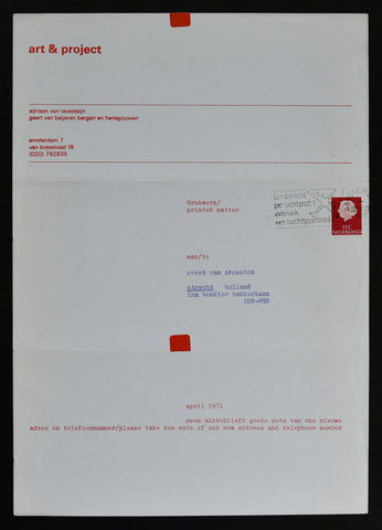 Art & Project # NEW ADDRESS announcement# 1971, mint--