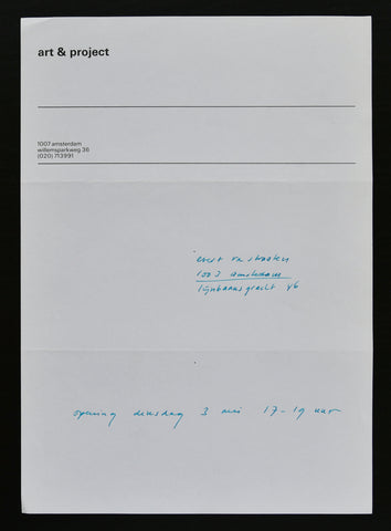Art & Project # OPENING DINSDAG 3 mei # handwritten, ca. 1971, mint-