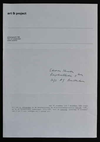 Art & Project , invitation # PETER STRUYCKEN # 1985, nm++