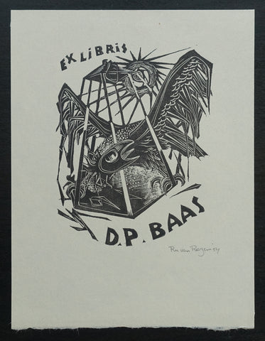 Ru van Rossem # D.P. BAAS # 1954, original woodblockprint, signed/dated,mint
