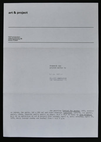 Art & Project # JAAP BERGHUIS, invitation # 1976 nm++