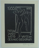 set of 4 erotic ex Libris # G. BERGMAN # all signed in pencil '50's, mint