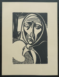 Jan Frans Cantre # BOERIN # 1941, original woodblock print, fair