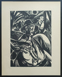 Jan Frans Cantré # BOEREN FAMILIE # 1941, original woodcut print , mint-