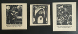 Jan-Frans Cantré #SET van 3 PRINTS # original woodblock, ca. 1930