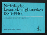 M. Singelenberg # NEDERLANDSE KERAMIEK-en GLASMERKEN 1880-1940 # 1992, mint