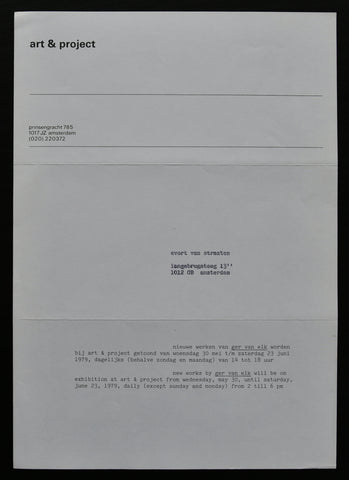 Art & Project # GER VAN ELK , invitation # 1979, nm++