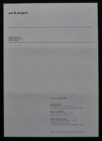 Art & Project # GER VAN ELK, WILLIAM LEAVITT, ALLEN RUPPERSBERG# invitation # 1974, mint