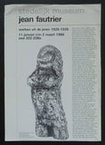 Stedelijk Museum # JEAN FAUTRIER # intro sheet, 1986, vg