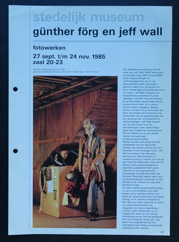 Stedelijk MUseum # GUNTHER FORG en JEFF WALL # 1985, nm+