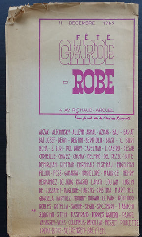 Alechinsky, Breyten, Bury, Rotella ao # FÊTE GARDE-ROBE, Garderobe # 1969 , poster announcement, good