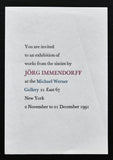 Michael Werner Gallery # JÖRG IMMENDORFF # 1991, invitation, mint--