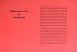 Sikkens award # DONALD JUDD , Some Aspects......# 1993, nm