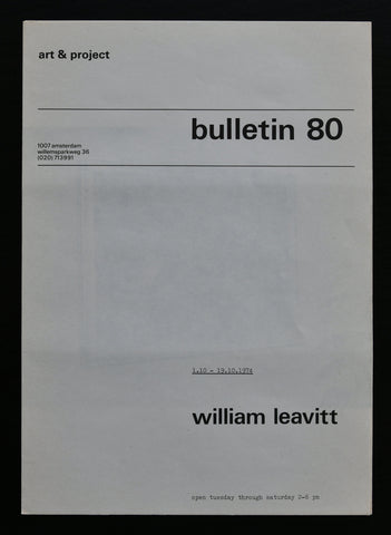 Art & Project # WILLIAM LEAVITT, Bulletin 80 # 1974, mint-