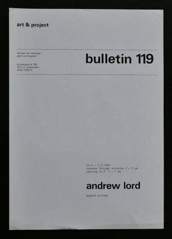 Art & Project # ANDREW LORD , Bulletin 119 # 1980, mint-