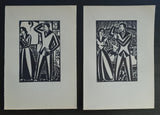 Frans Masereel # SET of 2 original Woodblock prints # 1927, mint-