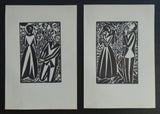Frans Masereel # SET of 2 ORIGINAL WOODBLOCK prints # 1927, mint-