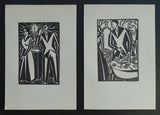 Frans Masereel # SET OF 2 ORIGINAL WOODBLOCK PRINTS # 1927, mint-