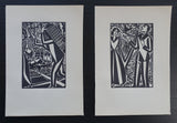 Frans Masereel # set of two original woodblock prints # 1927, mint-