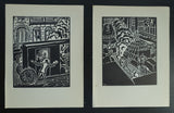 Frans Masereel, Original Woodblock prints # SET OF 2 FROM DIE SONNE #1927, mint-