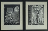 Frans Masereel, original woodblock prints # SET OF TWO FROM DIE SONNE # Kurt Wolff, 1927, mint-