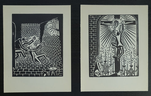 Frans Masereel, original woodblock prints # SET OF TWO FROM DIE SONNE # Kurt Wolff, 1927, mint-