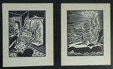Frans Masereel , original woodblock prints # SET OF TWO FROM DIE SONNE # Kurt Wolff Verlag, 1927, mint-