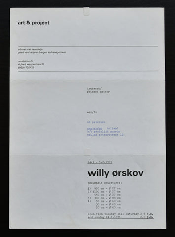 Art & Project # WILLY ORSKOV , invitation #  1971, nm+++
