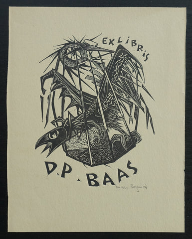 Ru van Rossem # D.P. BAAS # original woodblock print, signed /dated1,954, mint-