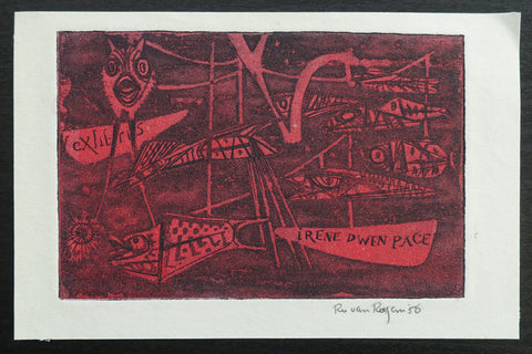 Ru van Rossem # IRENE DWEN PACE # original etching, signed/dated , 1956, mint-