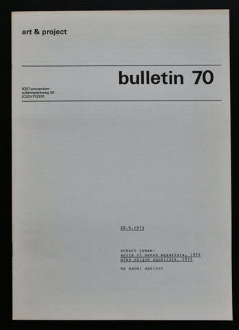 Art & Project # ROBERT RYMAN, Bulletin 70 # 1973, mint-