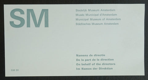 Stedelijk Museum, Wim Crouwel design # ON BEHALF OF THE DIRECTORS card # ca. 1968, nm+
