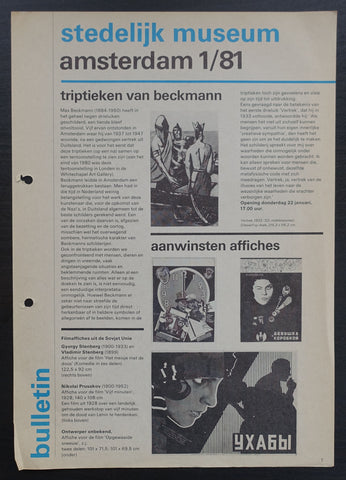 Stedelijk Museum # BECKMANN Triptieken, anouncement 1/81 #1981, nm