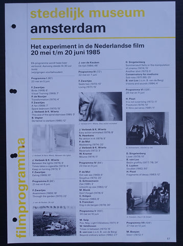 Stedelijk Museum # FILMPROGRAMMA, Experiment in de Nederlandse film # 1985, nm