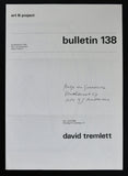 Art & Project # DAVID TREMLETT, Bulletin 138 # 1984, mint--