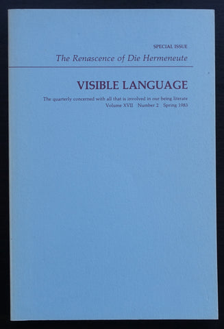 Visible Language # DIE HERMENEUTE, special issue # Spring, 1983, mint--