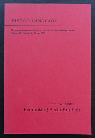 Visible Language # PROMOTING PLAIN ENGLISH # 1986, mint